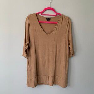 J. Jill wearever collection elbow sleeve soft‎ stretch beige neutral top shirt